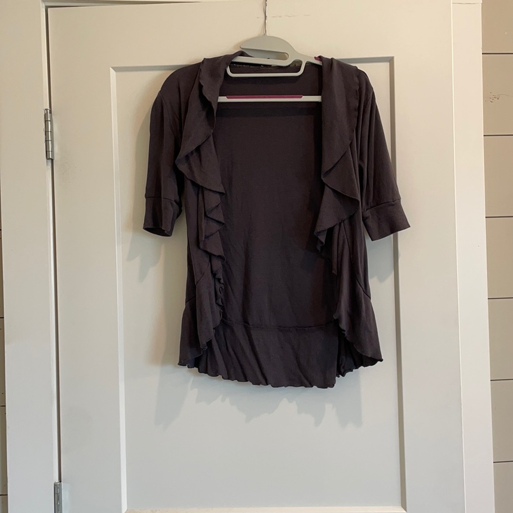Ruffle open front cardigan